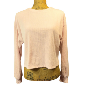 Belle Du Jour pink ribbed cropped sweater Women’s size XL | vv10